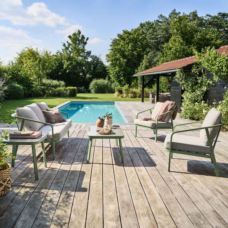 Salotto da giardino in alluminio a 5 posti