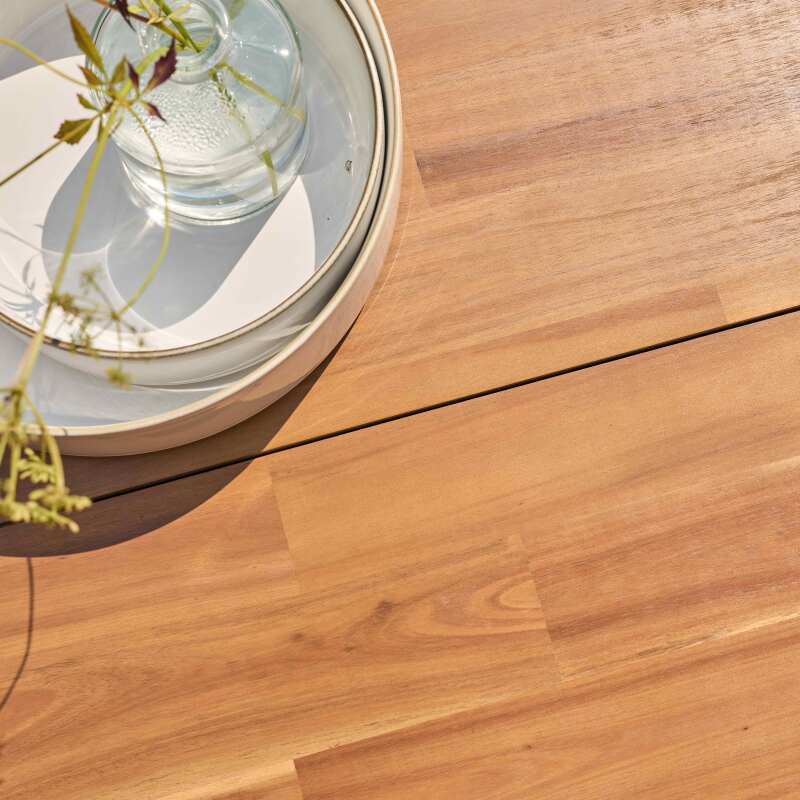 Tavolo da giardino rettangolare 200 x 75 cm in alluminio e legno di acacia