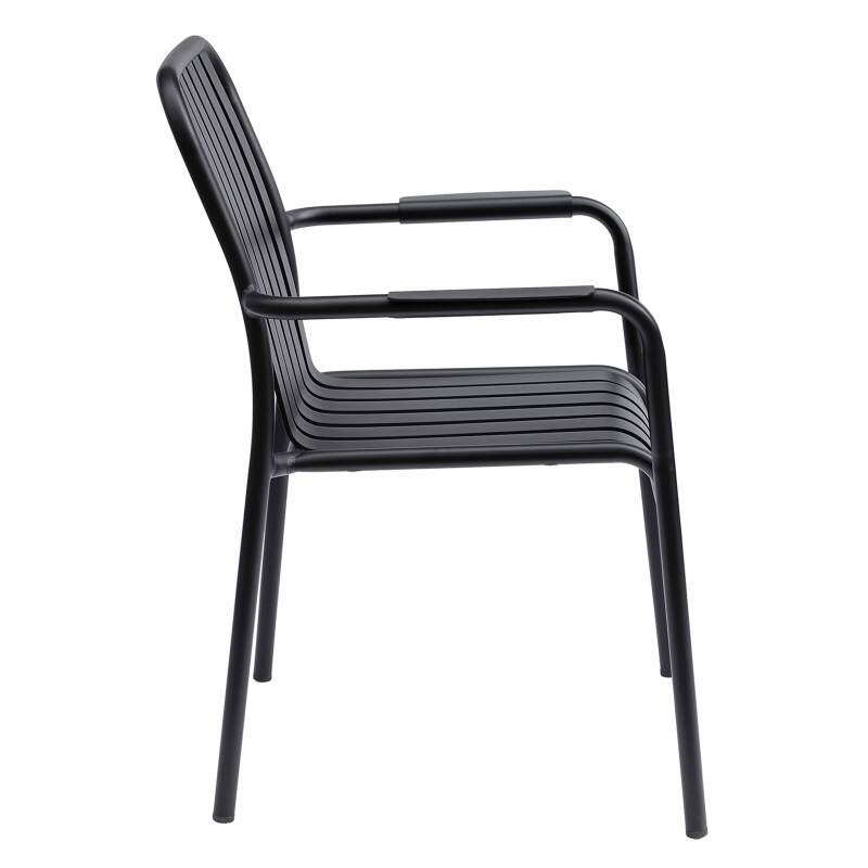 Sedia da terrazza con braccioli in alluminio