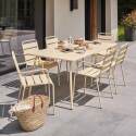 Tavolo da giardino in metallo 180x90 cm e 6 sedie con braccioli - Lifestyle