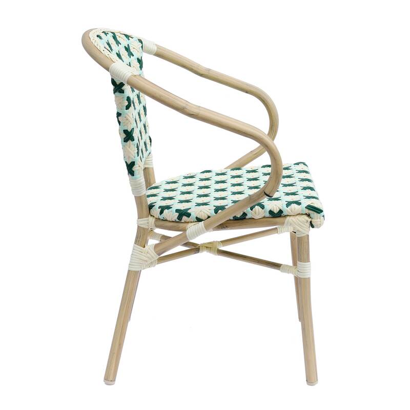 Sedia da bistrot parigina in alluminio e rattan sintetico