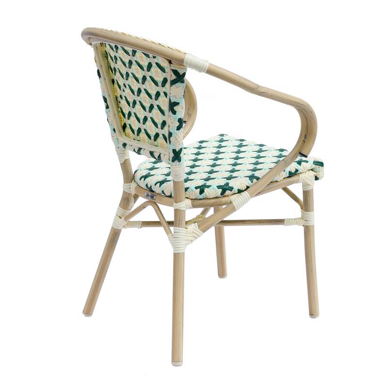 Sedia da bistrot parigina in alluminio e rattan sintetico