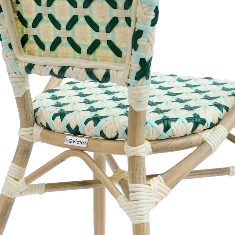 Sedia da bistrot parigina in alluminio e rattan sintetico