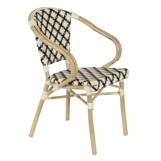 Sedia da bistrot parigina in alluminio e rattan sintetico