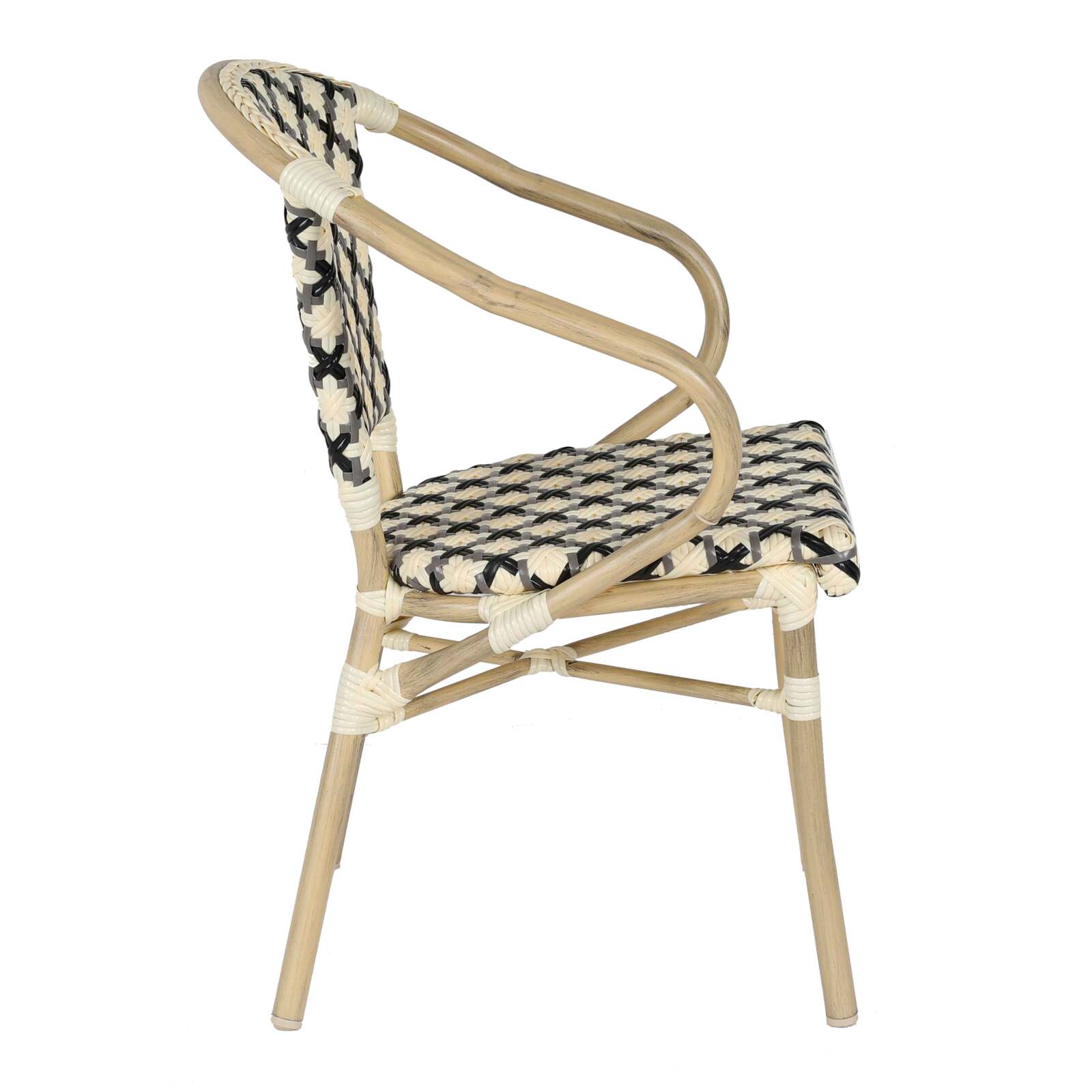 Sedia da bistrot parigina in alluminio e rattan sintetico