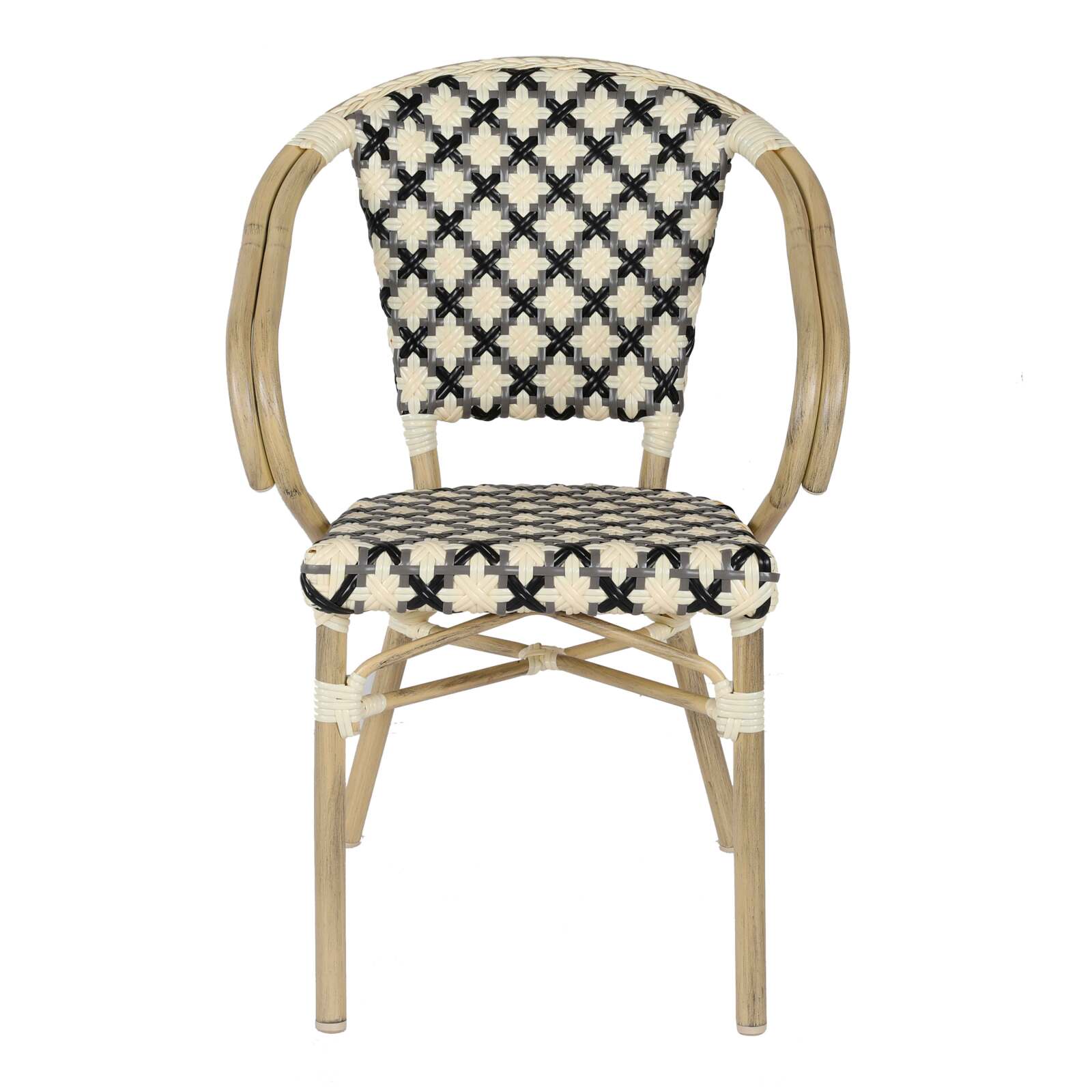 Sedia da bistrot parigina in alluminio e rattan sintetico