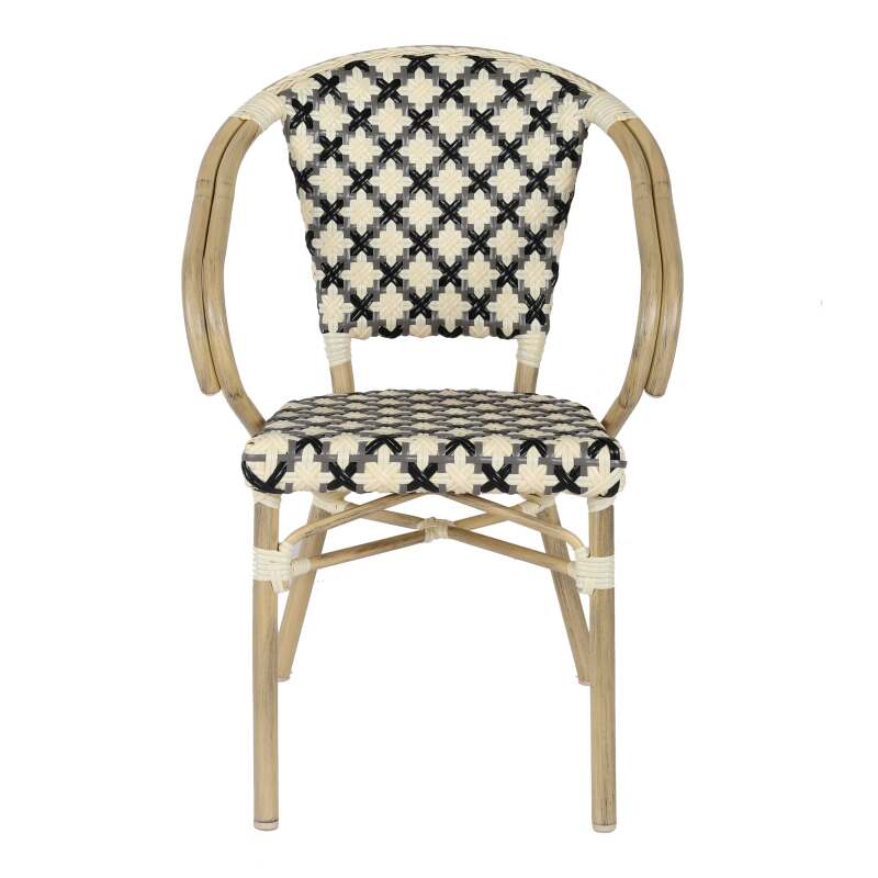 Sedia da bistrot parigina in alluminio e rattan sintetico (4/7)