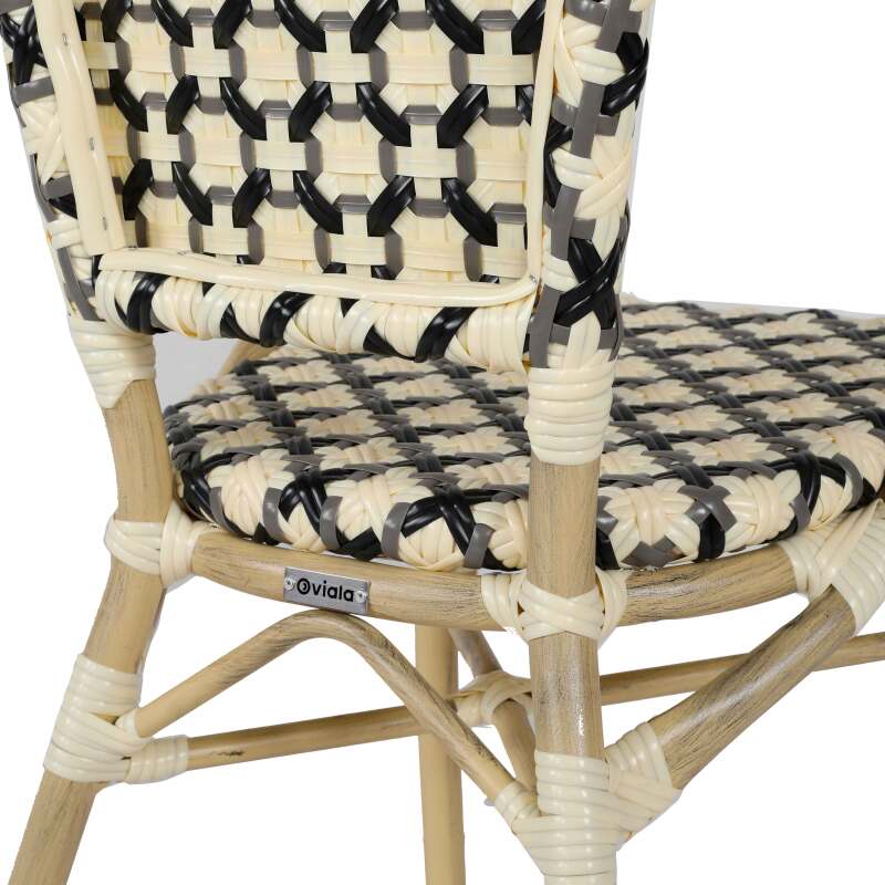 Sedia da bistrot parigina in alluminio e rattan sintetico (5/7)