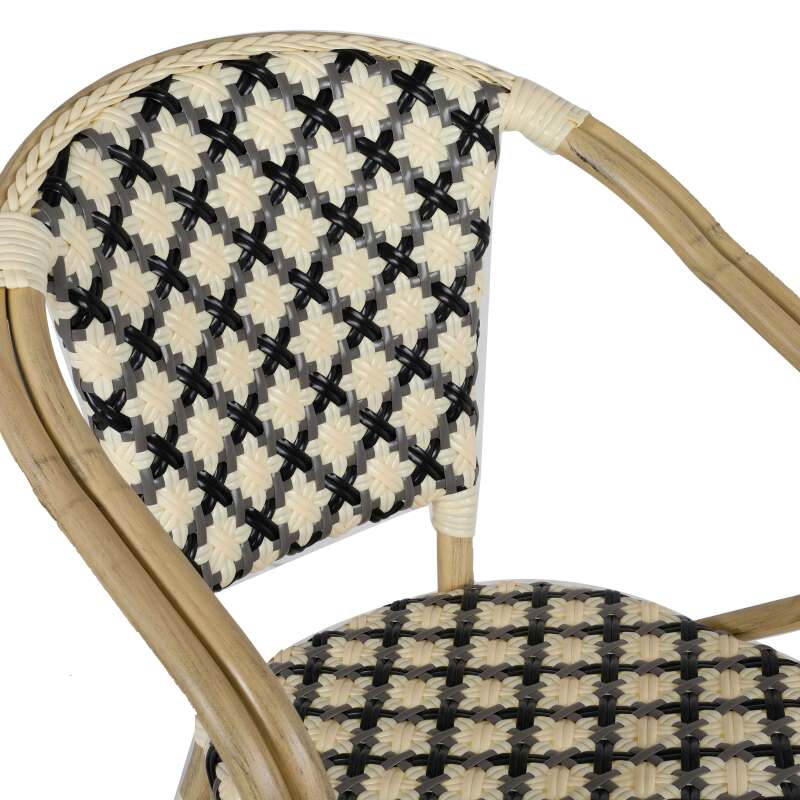 Sedia da bistrot parigina in alluminio e rattan sintetico (6/7)