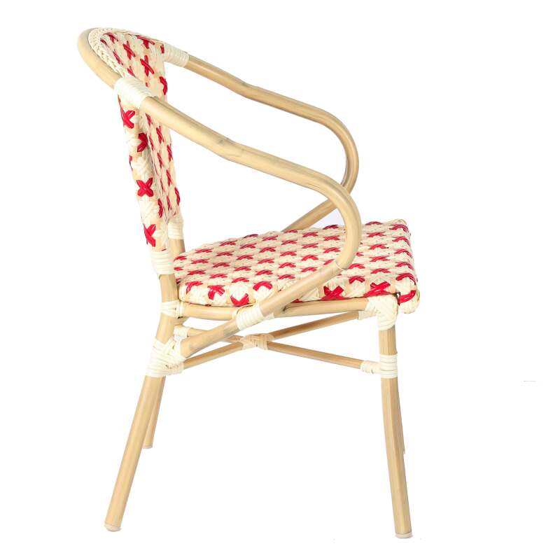 Sedia da bistrot parigina in alluminio e rattan sintetico