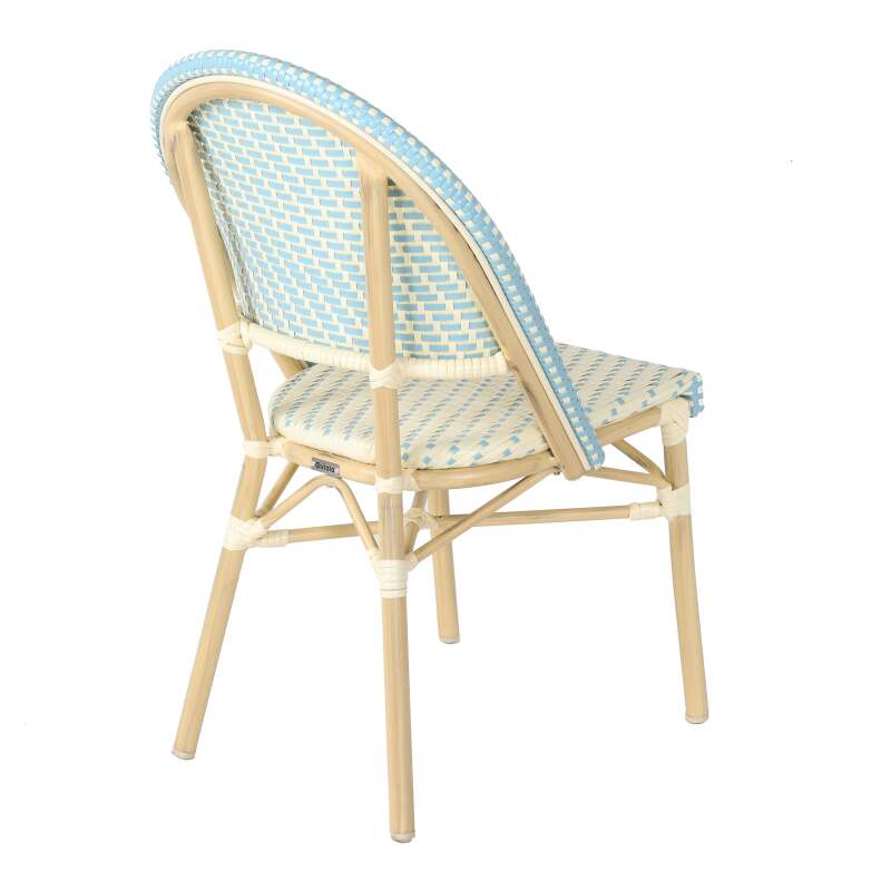 Sedia da bistrot parigina in alluminio e rattan sintetico
