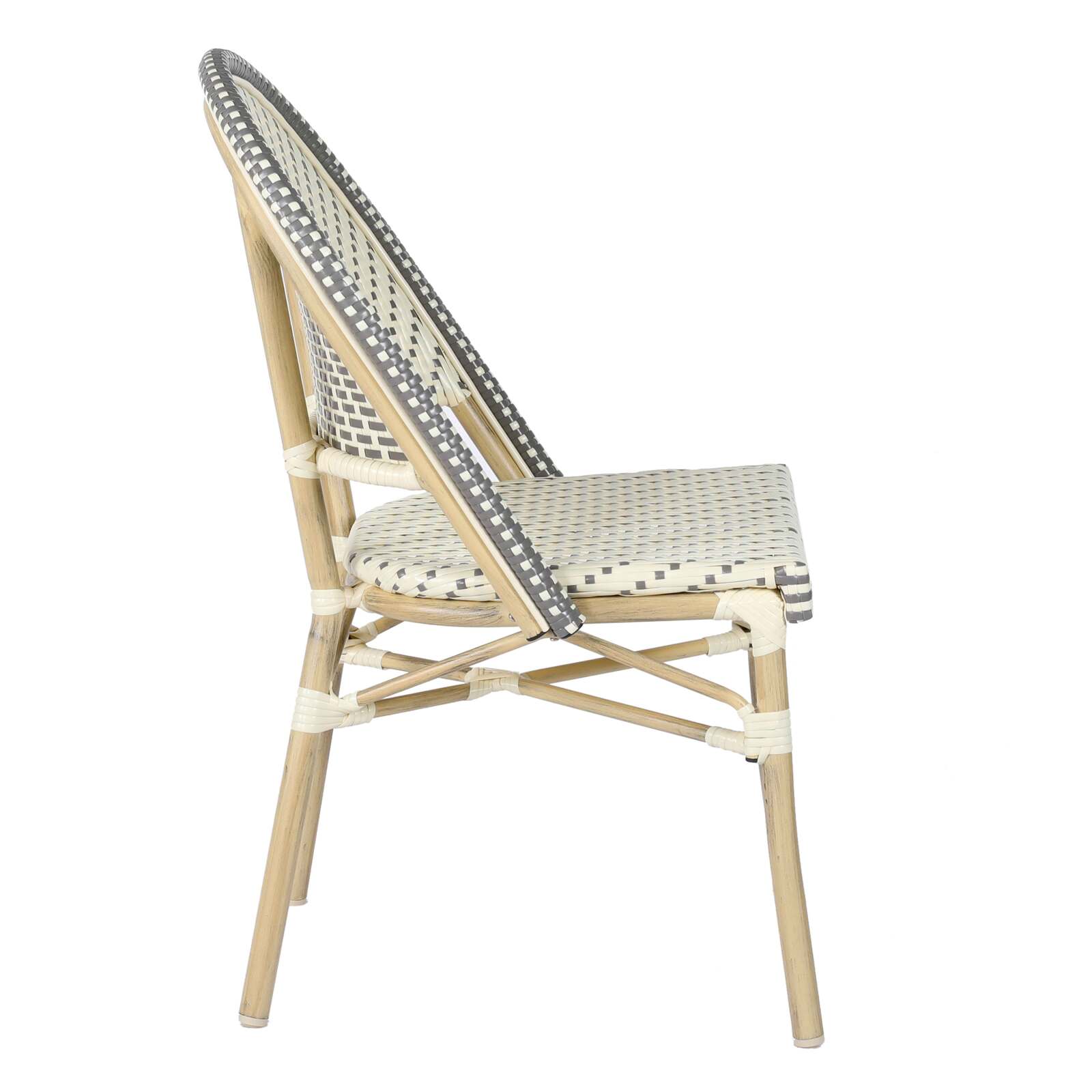 Sedia da bistrot parigina in alluminio e rattan sintetico