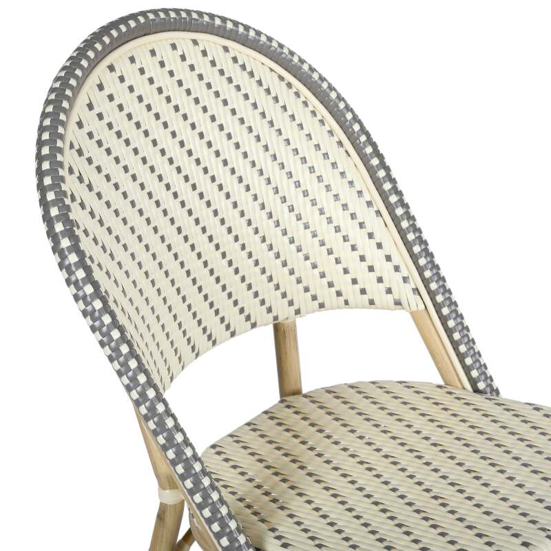 Sedia da bistrot parigina in alluminio e rattan sintetico