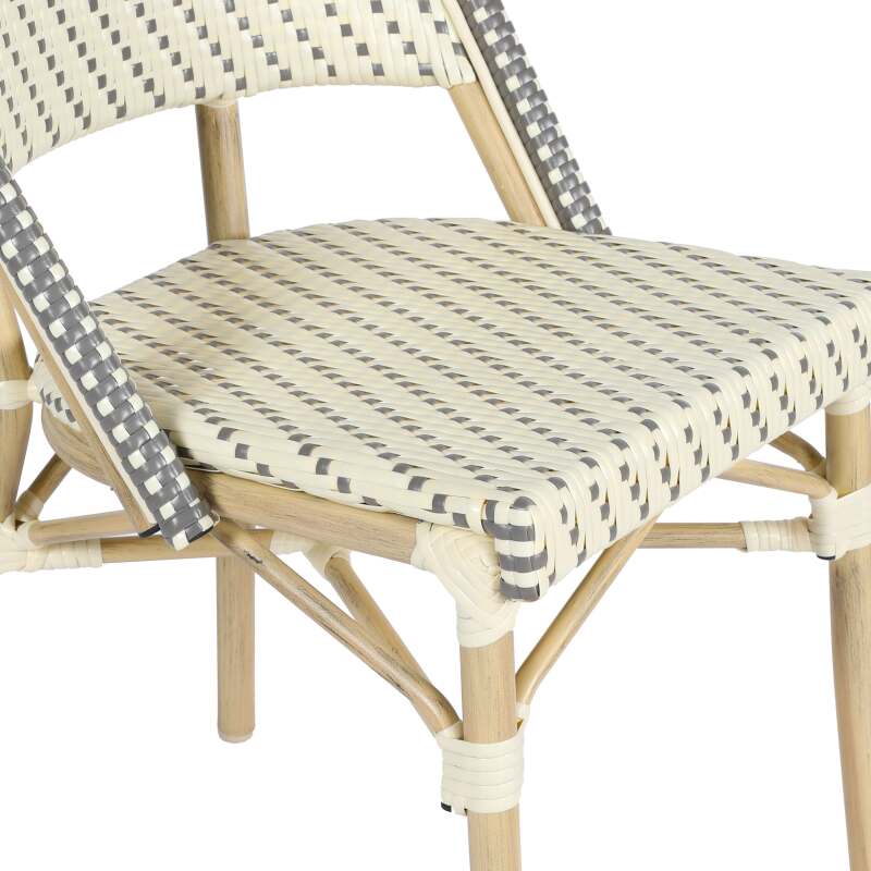 Sedia da bistrot parigina in alluminio e rattan sintetico