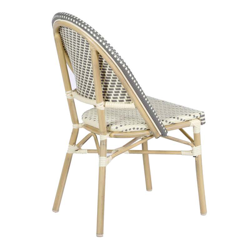 Sedia da bistrot parigina in alluminio e rattan sintetico