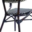 Sedia da bistrot parigina con braccioli in alluminio e rattan sintetico