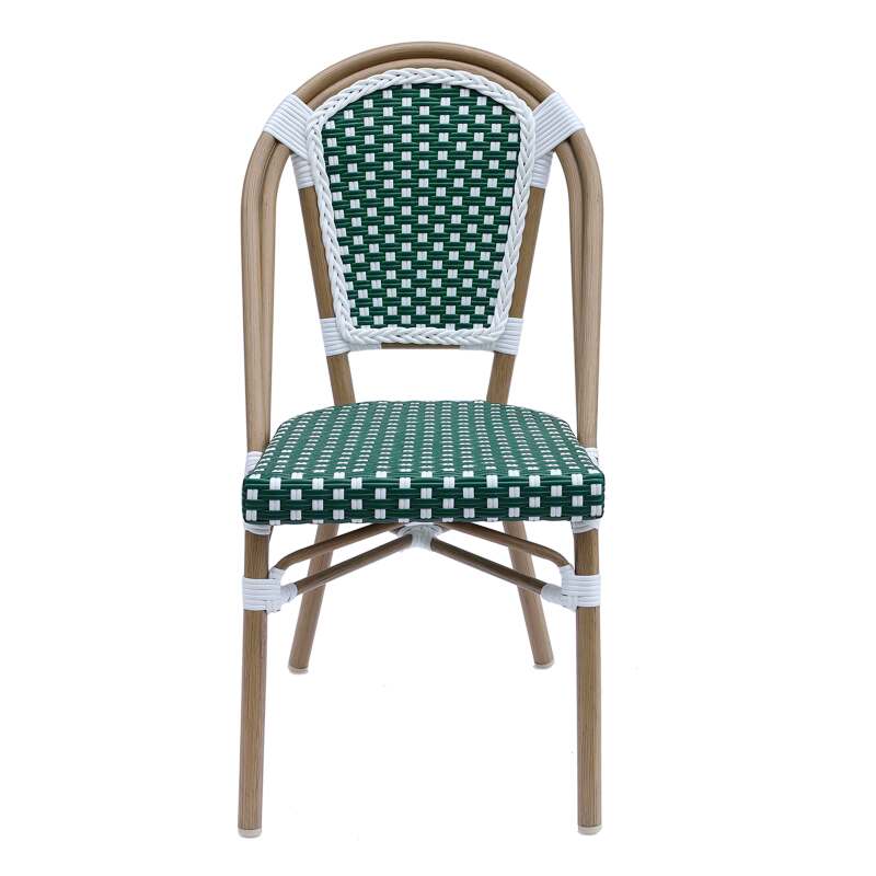 Sedia da bistrot parigina in alluminio e rattan sintetico