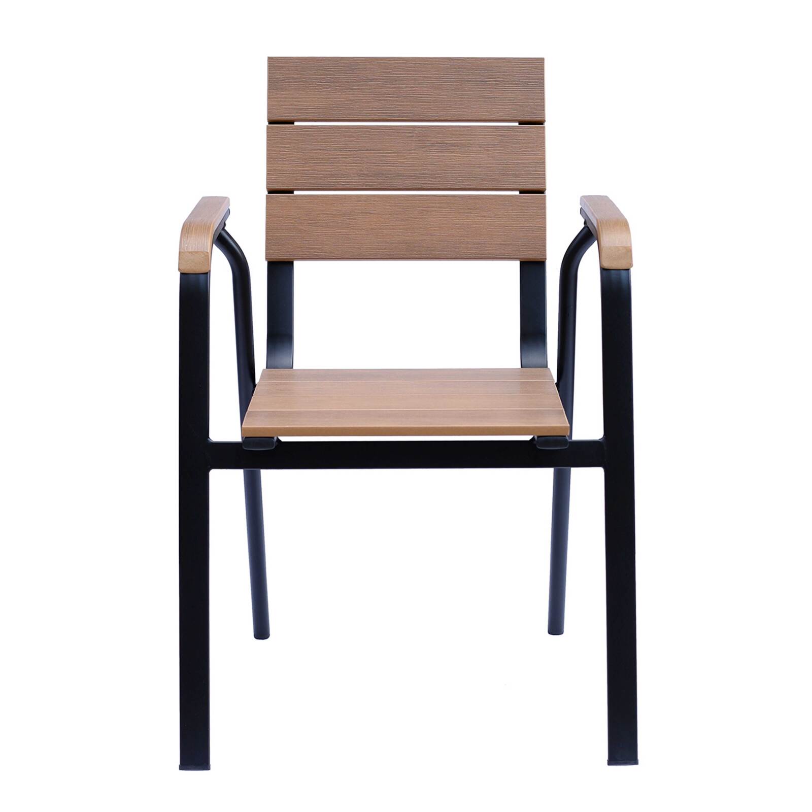 Sedia da terrazza con braccioli in alluminio e polywood