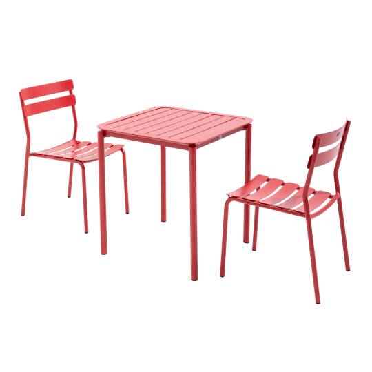 Tavolo da terrazza quadrato 70 x 70 cm e 2 sedie in alluminio