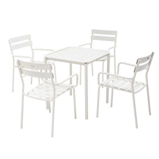 Tavolo da giardino quadrato in alluminio 70x70 cm e 4 sedie con braccioli | Oviala