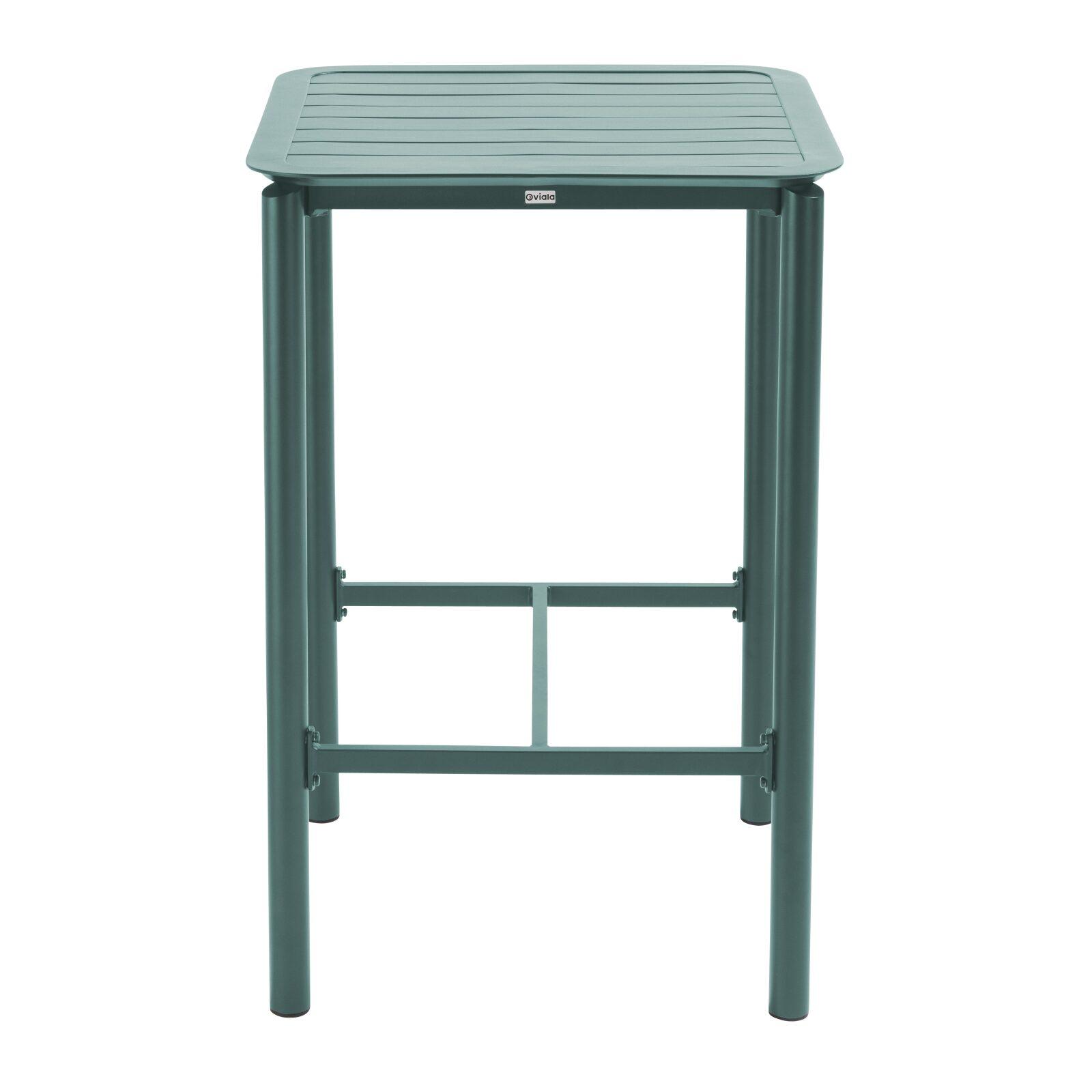 Tavolo alto da terrazza quadrato e 2 sedie in alluminio