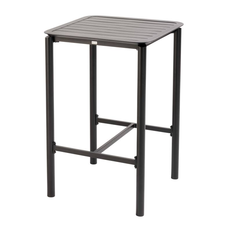 Tavolo alto da terrazza quadrato e 2 sedie in alluminio