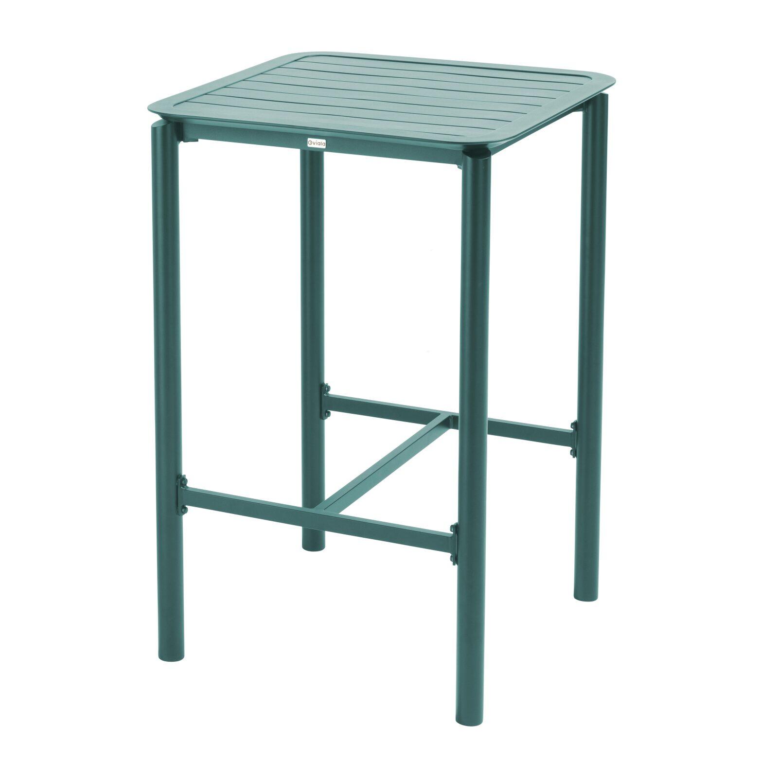 Tavolo alto da terrazza quadrato e 2 sedie in alluminio