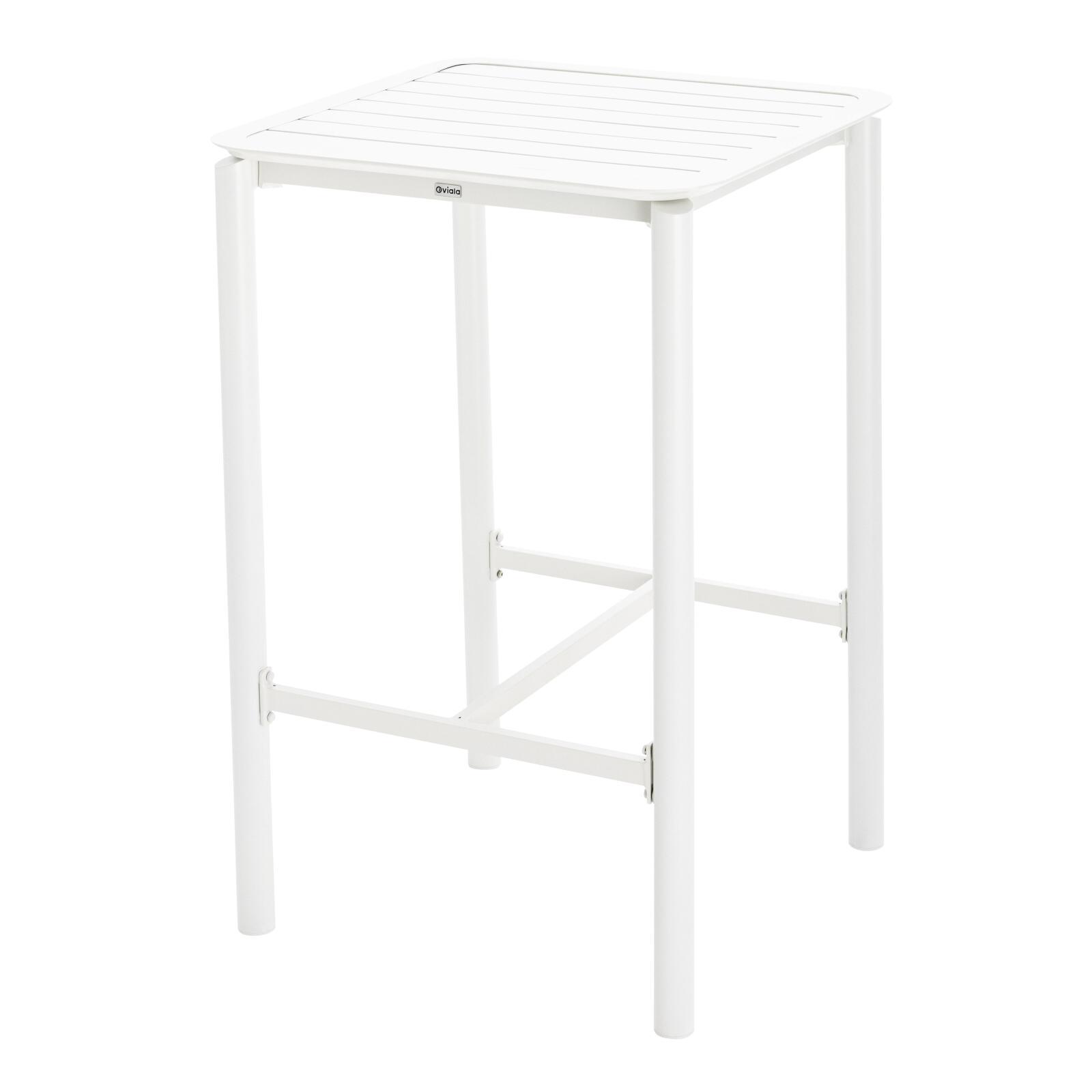 Tavolo alto da terrazza quadrato e 2 sedie in alluminio