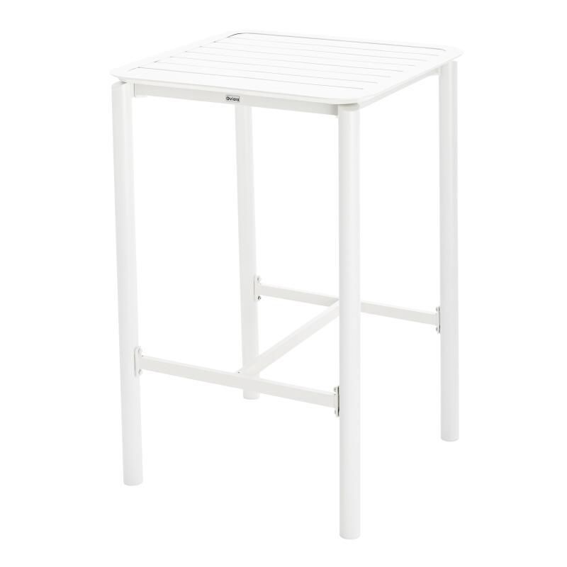 Tavolo alto da terrazza quadrato e 2 sedie in alluminio