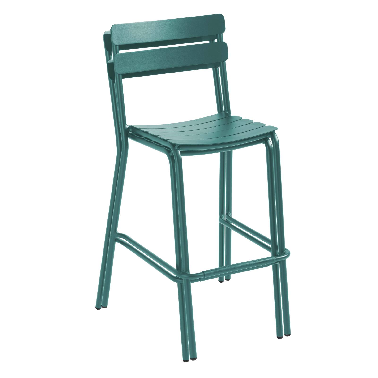 Tavolo alto da terrazza quadrato e 2 sedie in alluminio