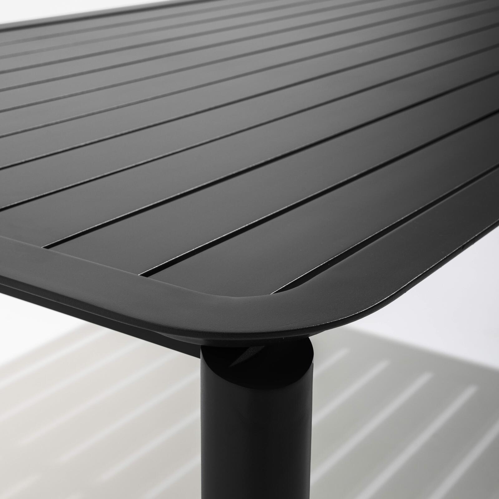 Tavolo da terrazza rettangolare 185 x 92 cm e 8 sedie con braccioli in alluminio