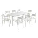 Tavolo da terrazza rettangolare 185 x 92 cm e 8 sedie con braccioli in alluminio