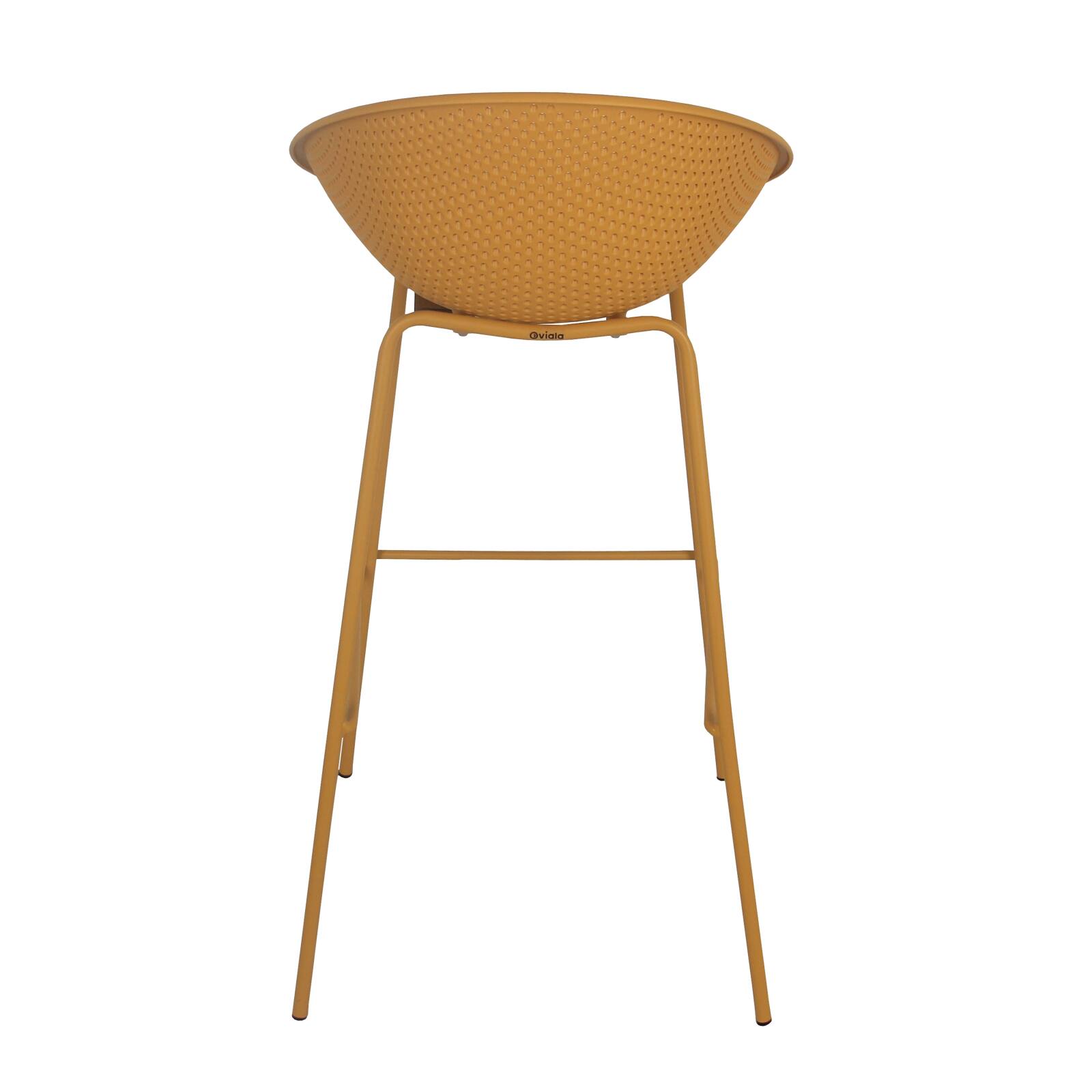 Set di 4 sedie alte da terrazza in plastica e acciaio Set di 4 sedie alte da terrazza in plastica e acciaio