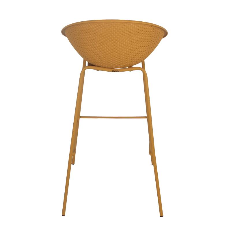 Set di 4 sedie alte da terrazza in plastica e acciaio