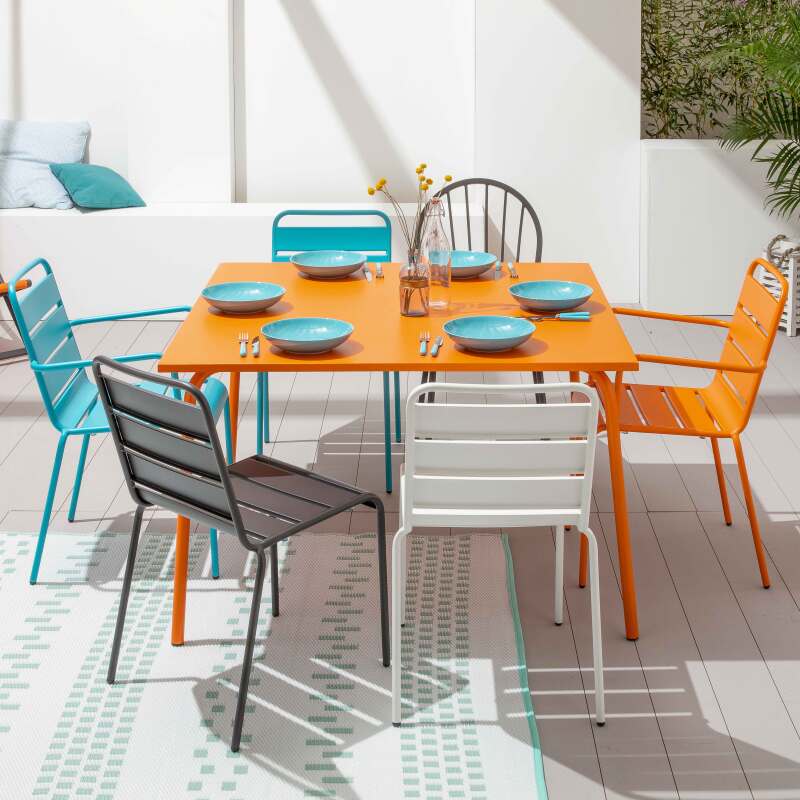 Tavolo da giardino quadrato in metallo (120 x 120 cm) (6/7)