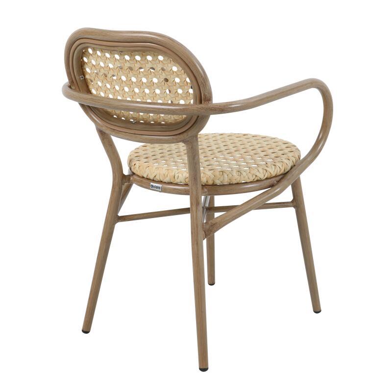 Sedia da terrazza con braccioli in alluminio e rattan sintetico