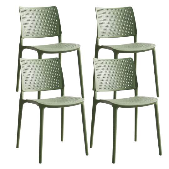 Set di 4 sedie da terrazza in plastica traforata