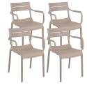 Set di 4 sedie da terrazza con braccioli in plastica