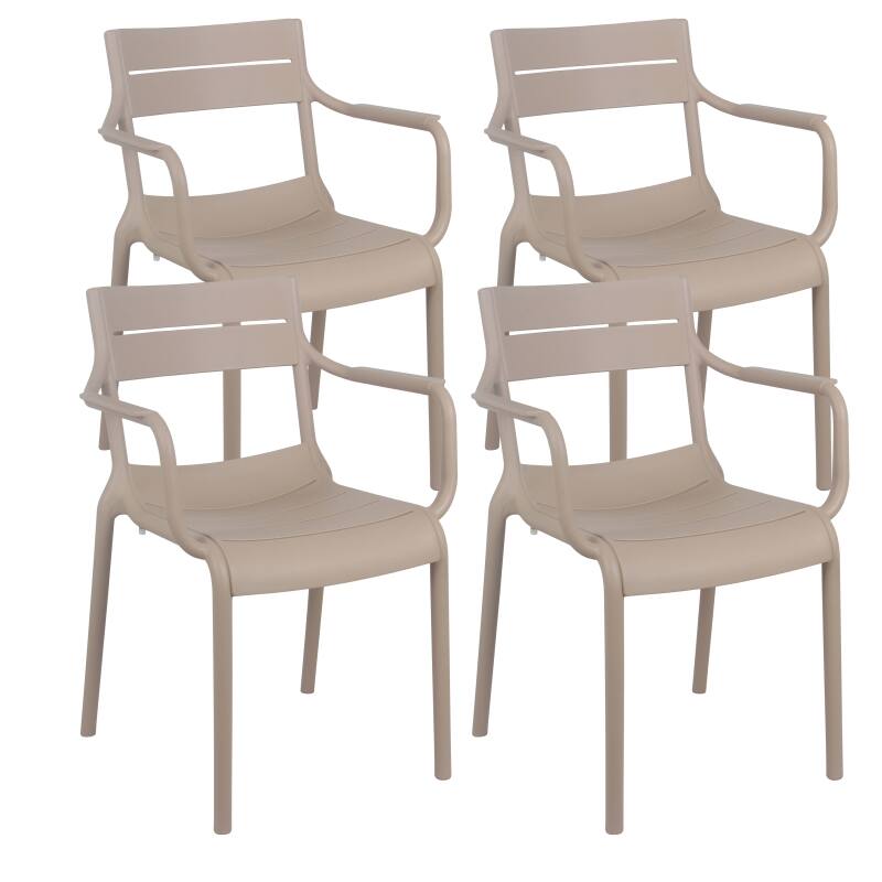 Set di 4 sedie da terrazza con braccioli in plastica