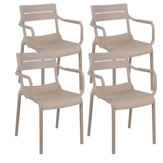 Sedie da giardino in plastica con braccioli - Set da 4 | Oviala