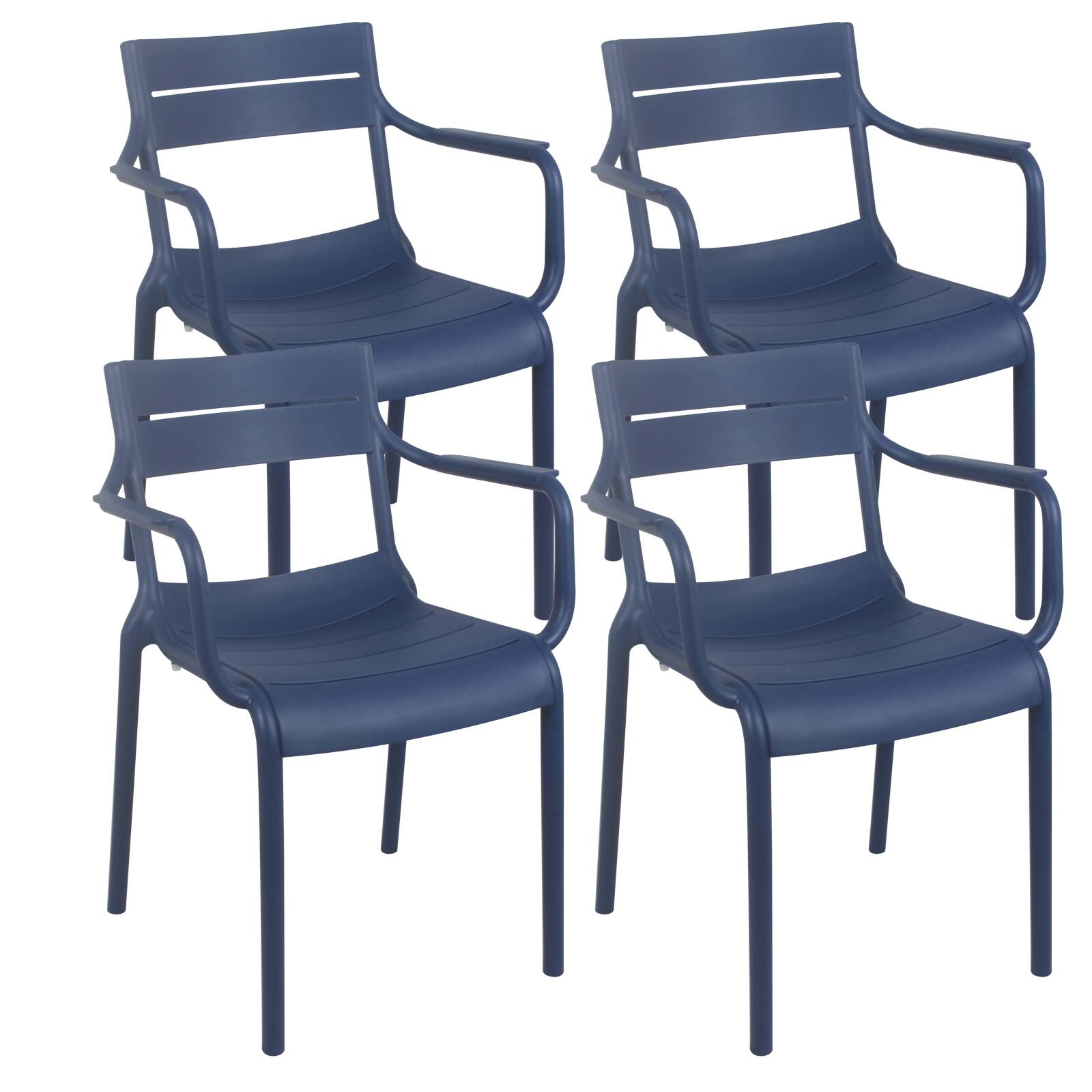 Set di 4 sedie da terrazza con braccioli in plastica