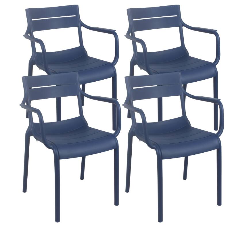 Set di 4 sedie da terrazza con braccioli in plastica