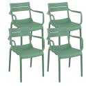 Set di 4 sedie da terrazza con braccioli in plastica