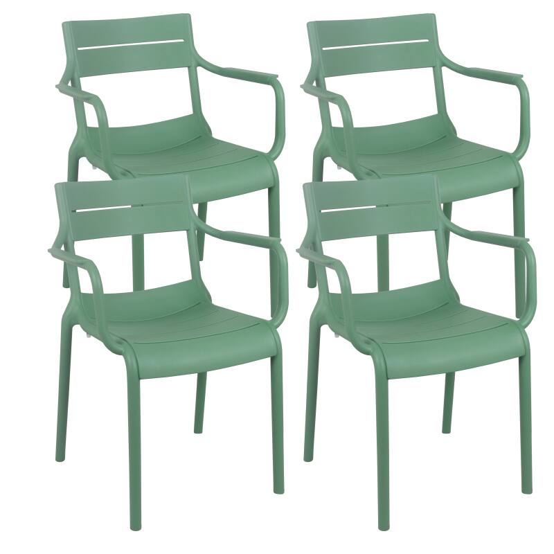 Set di 4 sedie da terrazza con braccioli in plastica