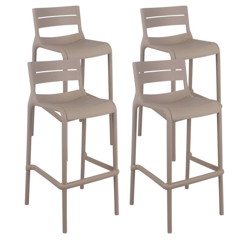 Set di 4 sedie alte da terrazza in plastica