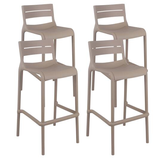 Set di 4 sedie alte da terrazza in plastica