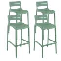 Set di 4 sedie alte da terrazza in plastica