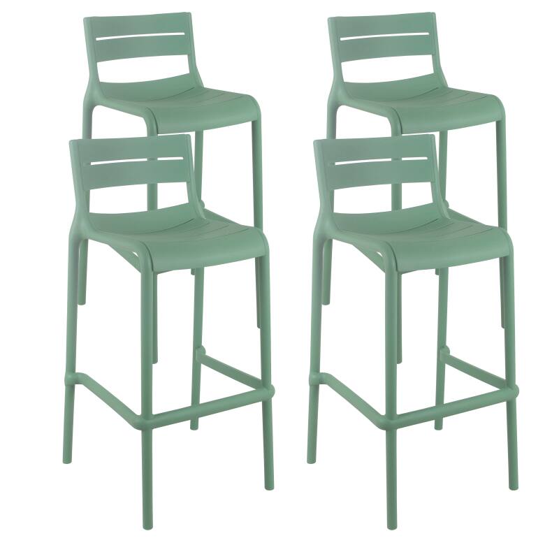 Set di 4 sedie alte da terrazza in plastica