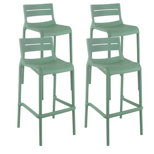 Set di 4 sedie alte da terrazza in plastica