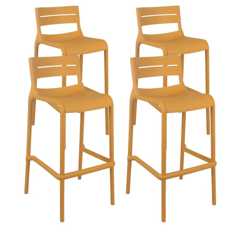 Set di 4 sedie alte da terrazza in plastica